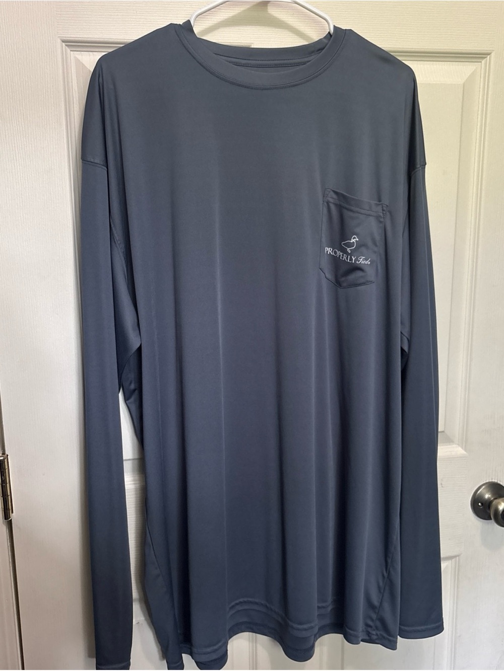 Properly Tied Men's Long-Sleeve Performance Pocket Shirt - Slate Blue XXXL